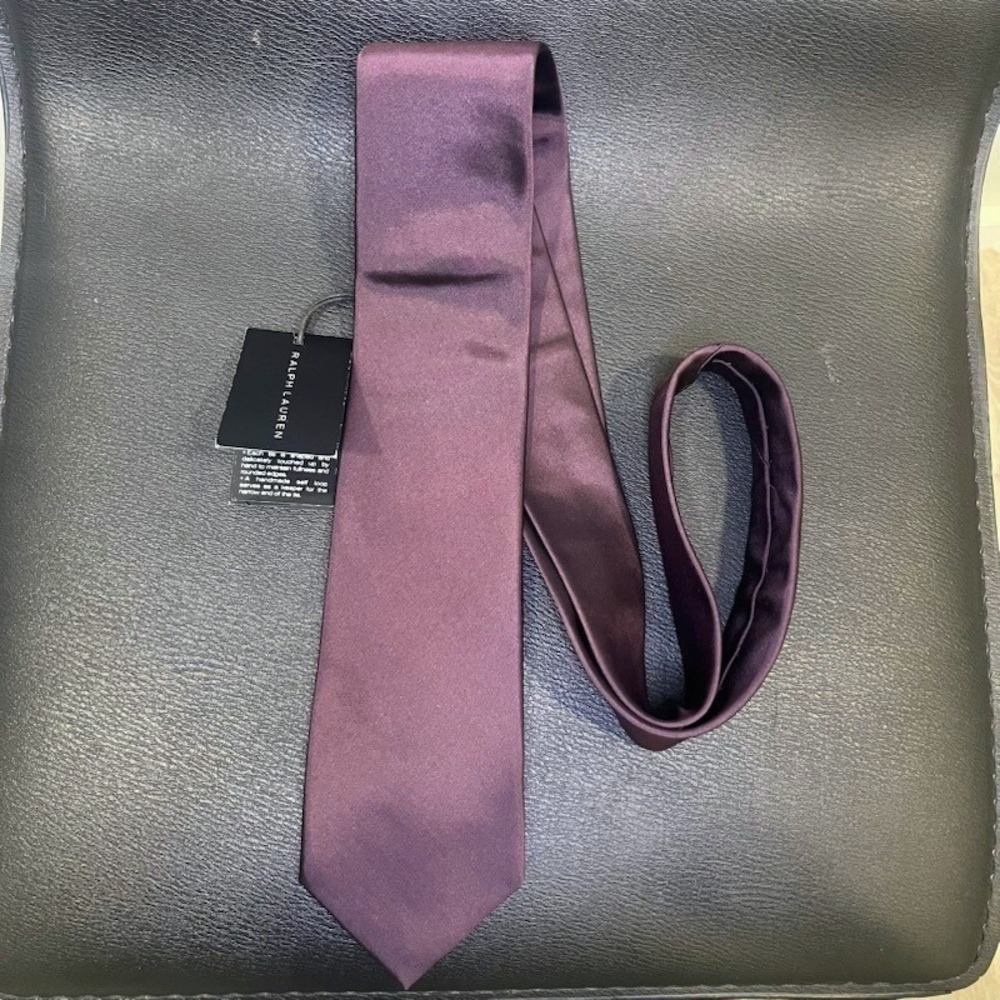 Ralph Lauren Black Label Silk Tie Purple Handmade in Italy Formal Necktie New